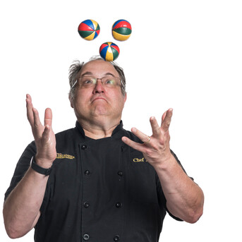 Chef trying to juggle