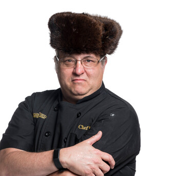 Chef in a nutria fur hat
