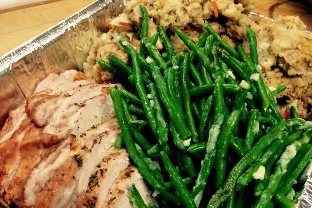 Roasted Turkey, Green Beans and Stuffing